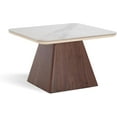 thumbnail image 2 of Guyou Modern Square Coffee Table for Living Room, 24" Walnut Curved Table with White Faux Marble Tabletop, Farmhouse Sofa Center Table with Conical Base for Reception/Bedroom/Office, 2 of 6