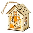 thumbnail image 2 of Christmas LED House Luminous Wooden Christmas Village Houses for Crafts Lighted Christmas Village with Mini Xmas Miniature Tree Decor Winter Snow Christmas Village Decorations Set Craft Gife, 2 of 6