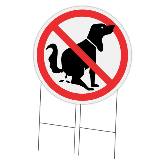 SignMission Corrugated Plastic Sign With Stakes 36" Circular - No Dog Poo | Coroplast Yard Sign With Stake |  Made in the USA