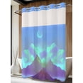 thumbnail image 4 of Starry Sky Ombre Mountains No Hook Shower Curtain Waterproof, Bathroom Curtains with Snap in Liners and See Through Top Window, Fantasy Blue Purple Ombre Hotel Style Bathtub Curtains Shower 72"Wx96"L, 4 of 8