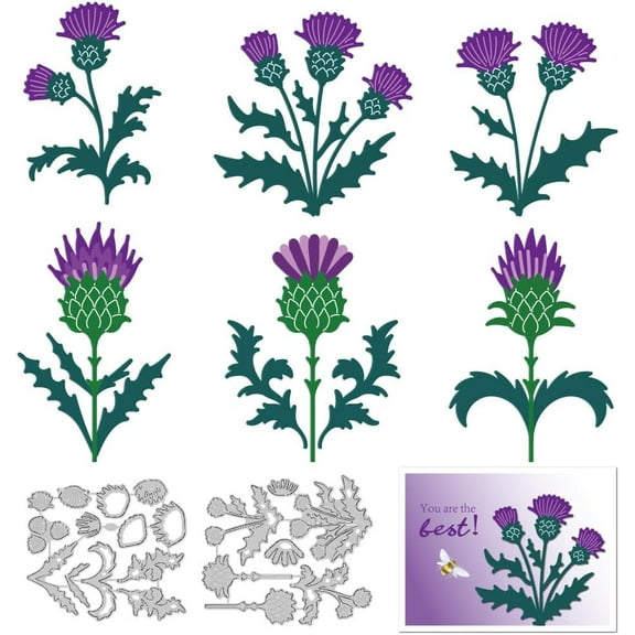 Scottish Thistle Cutting Dies Flower Card Making Die Stencil Metal Die Cuts Card Scrapbooking Embossing Template Dies for Greeting Cards Craft Album Invitation Festive Birthday Decor