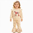 thumbnail image 7 of TOWED22 Girls 2 Piece Outfits Cute Graphic Print Crew Neck Sweatshirt and Cute Wide Leg Pants Clothing Set,Beige,2-3 Y, 7 of 7