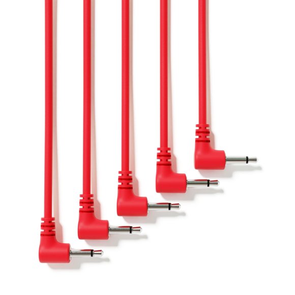Excelvalley - Paquete De 5 - Cables De Conexión Modulares Mono En Ángulo Recto - Sintetizador Eurorack De 3,5 Mm 1/8" [Rojo | 200 Cm - 78,74""]