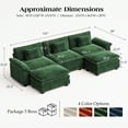 thumbnail image 3 of WACASA 120" Oversized Modular Sectional Sofa, Comfy U-Shaped Cloud Couch w/ 2 Movable Ottoman, 5-Seater Chenille Deep Seat Sectionals for Living Room, Green, 3 of 12