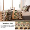 thumbnail image 3 of Green Essen Rustic Microfiber Quilt, Queen - 90"x90" Moose Bear Cabin Decor, 3 of 6