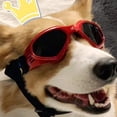 thumbnail image 4 of Gafas de sol para perros, correa ajustable para gafas de sol ultravioleta, protección impermeable para perros pequeños y medianos, marco rojo, pieza gris, 4 of 5