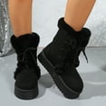 thumbnail image 6 of YLYL Women Winter Platform Snow Boots Lace up Fur Lined Cozy Warm Mid Calf Shoes, 6 of 9