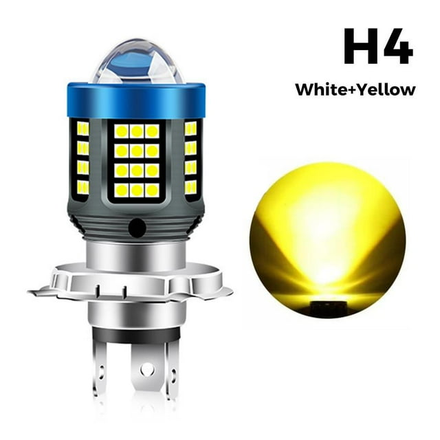 Led Motorcycle Headlight H4 BA20D P15D White And Yellow Super Two-color Bright Lens Headlight