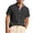 Black, variant on Men's Top Solid Color Fashionable Casual Loose Waffle Knit Button Round Neck Shirt Khaki M
