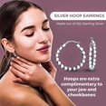 thumbnail image 4 of Bead Ball 925 Sterling Silver Hoop Earrings for Women Platinum Plated Lightweight Jewelry Birthday Gifts for Women, 4 of 6
