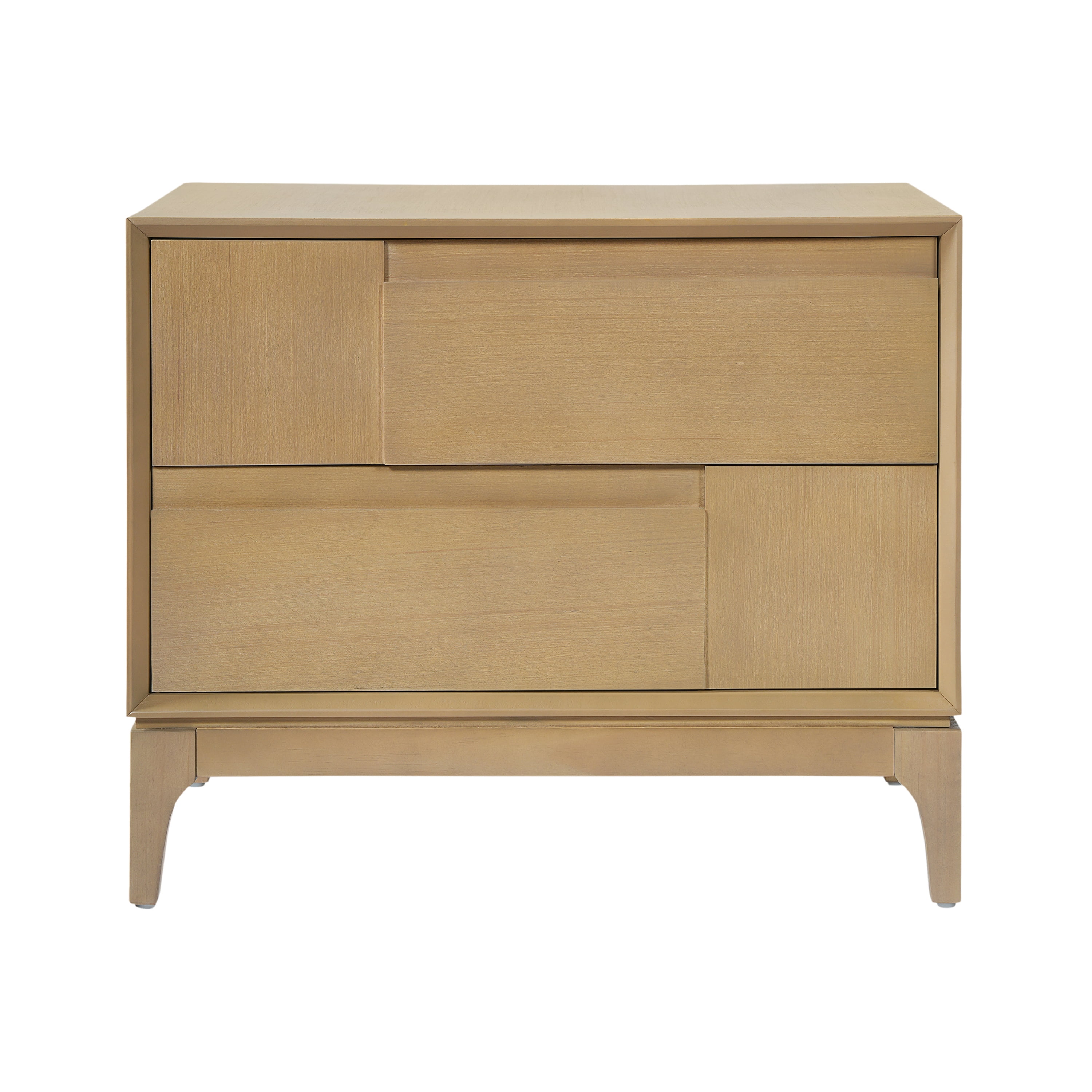 Euroco Mid-Century Modern Nightstand with 2 Storage Drawers, 24" Wide End Table with Tapered Legs,Wood Bedside Table for Bedroom,Living Room,Natural
