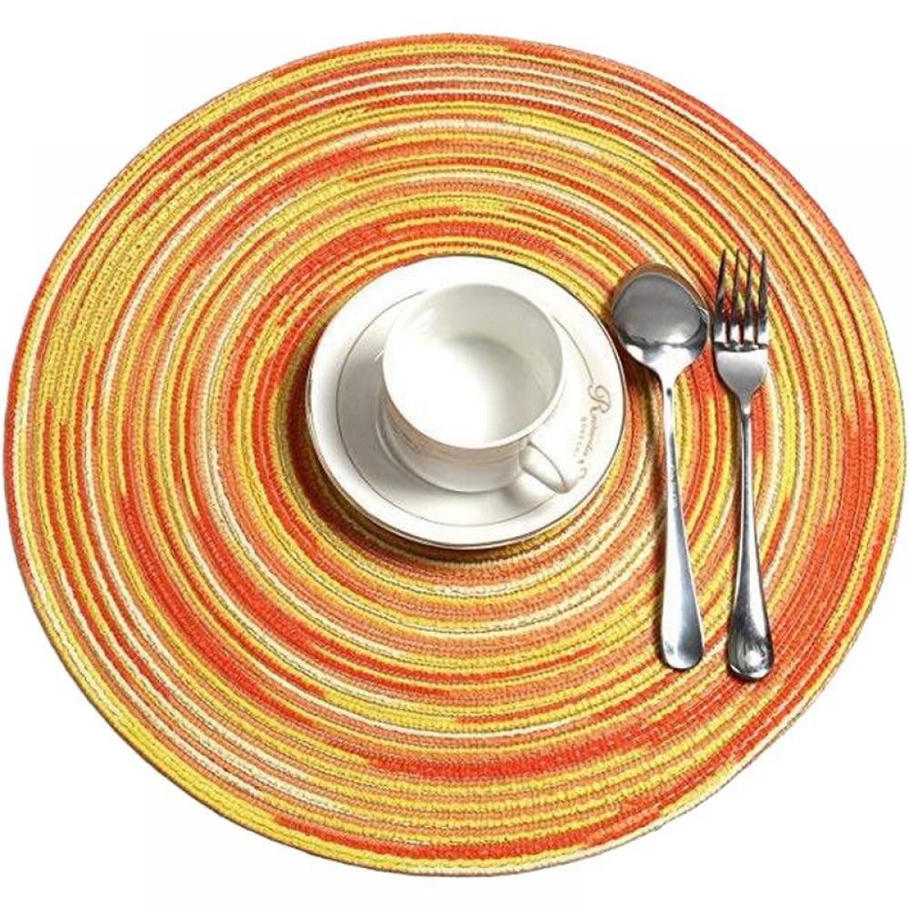 Round Braided Placemats Set of 5 Washable Round Placemats for Kitchen