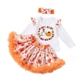 thumbnail image 3 of JAJAHO Toddler Girls Skirts Set 3 Piece Thanksgiving Outfits Pumpkin Print Long Sleeve Tee And Tutu Skirts With Headbands 1-5Y, 3 of 7