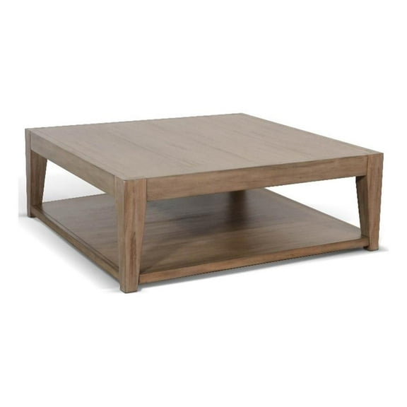 Pemberly Row Mahogany Wood Coffee Table with Casters in Light Brown