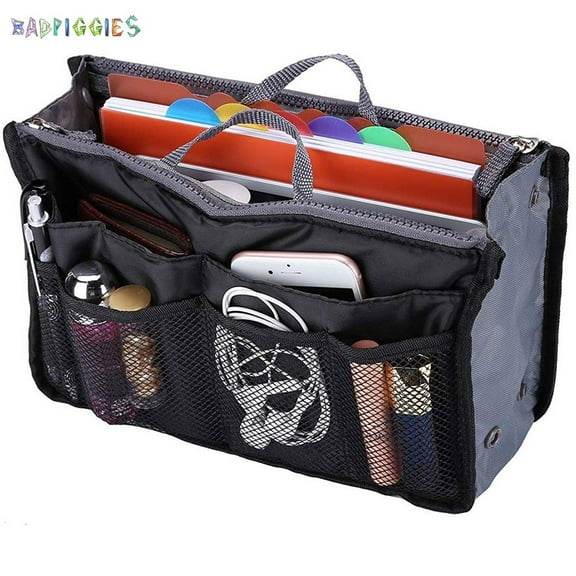 BadPiggies Women Pocket Large Travel Insert Handbag Make Up Bag Tote Organizer Tidy Bag Purse Pouch