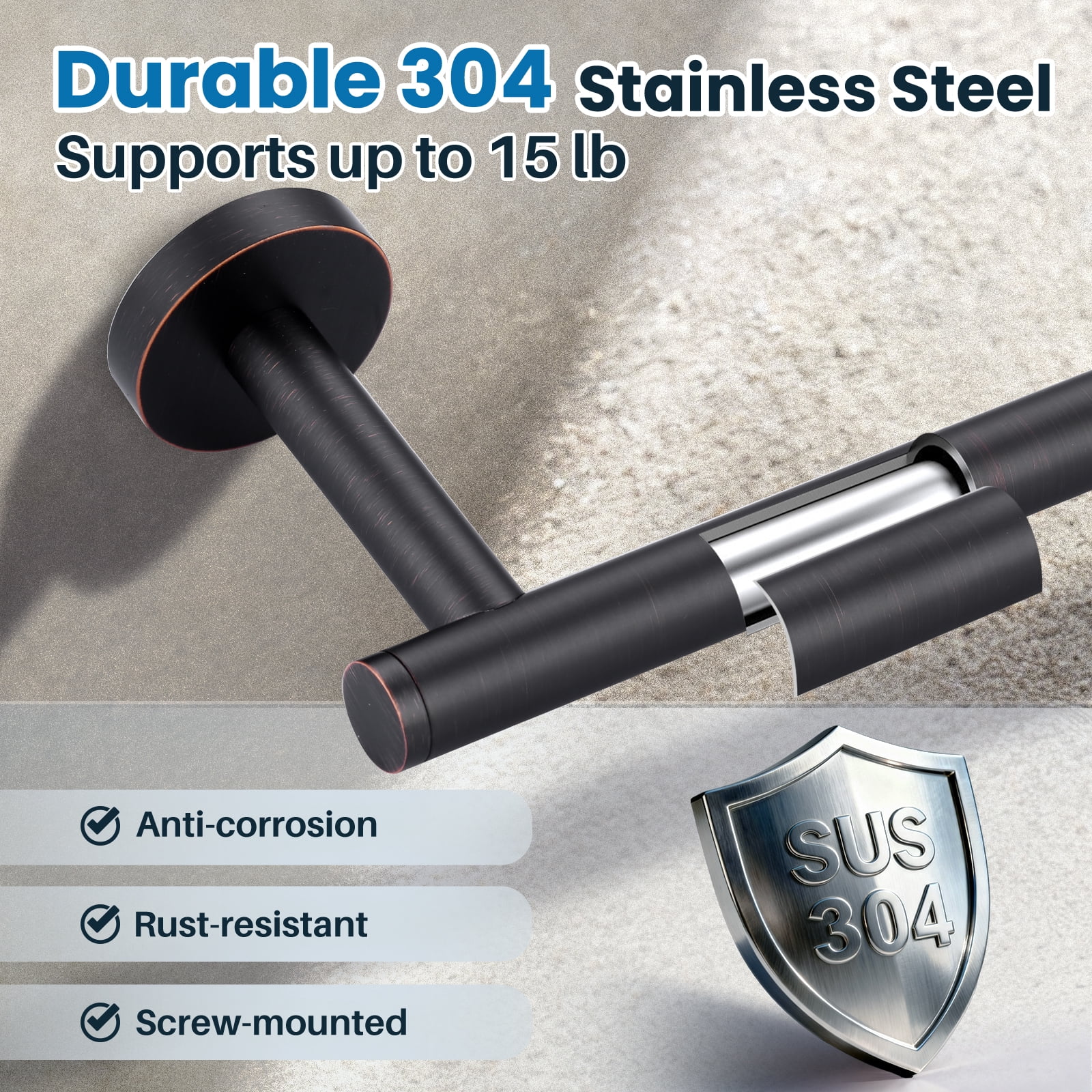 Wowow SUS304 Stainless Steel Toilet Roll Holder Wall Mount in Oil Rubbed Bronze