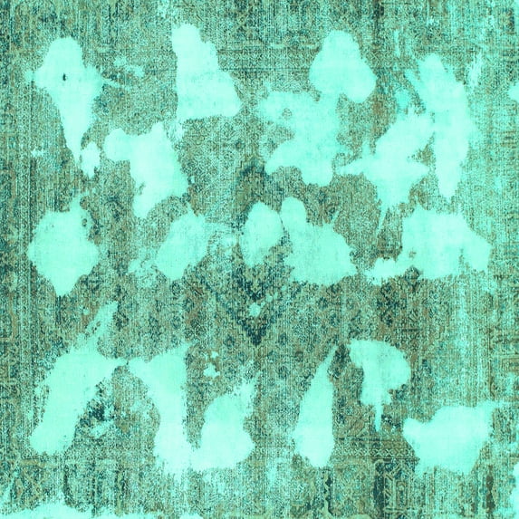 Ahgly Company Indoor Square Abstract Turquoise Blue Modern Area Rugs, 8' Square