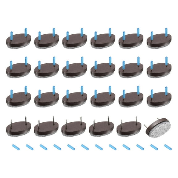 Uxcell 24Pcs Nail-on Felt Furniture Pads, Oval Felt Pads Furniture Sliders Floor Protectors for Wooden Furniture Table Sofa Chair Leg (25mm, Brown)