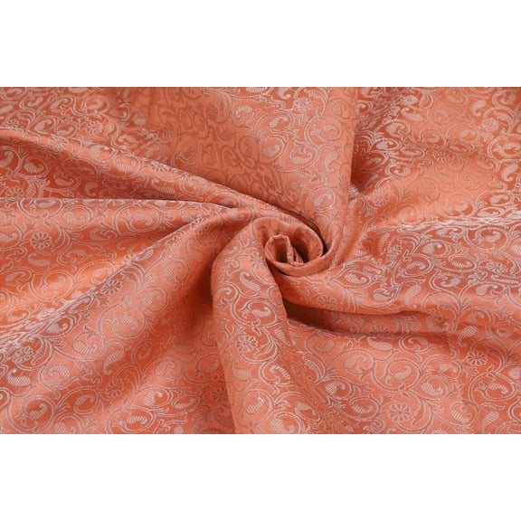 TRILOKI Flower Fabric Pink Brocade Embroidery Poly Brocade 44 Sewing DIY Crafting Fashion Design Fabric By The Yard