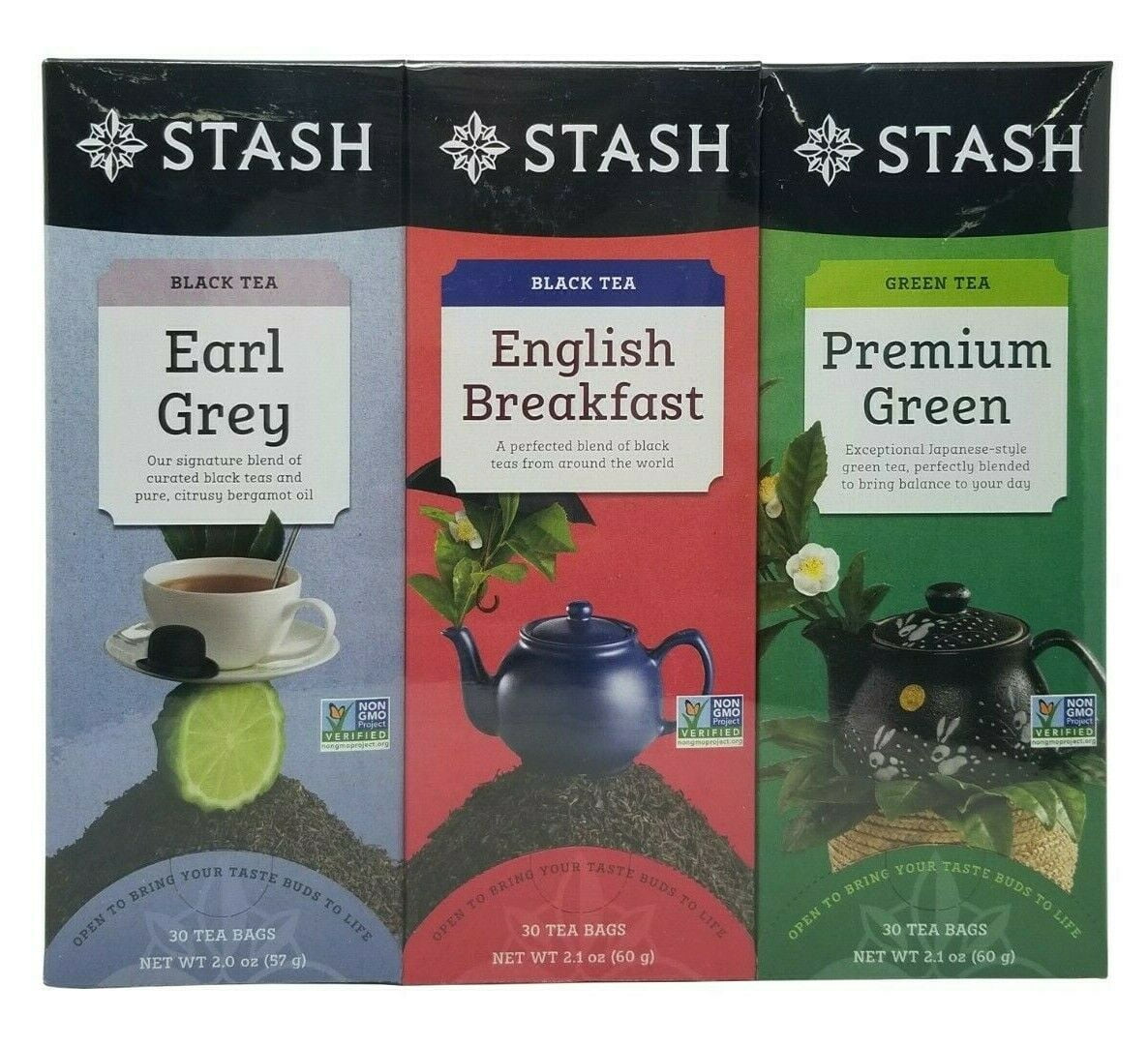 Stash Tea Company Tea Bags - Herbal, Green & Black 6 Packs