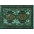thumbnail image 1 of Ahgly Company Machine Washable Indoor Rectangle Persian Turquoise Blue Traditional Area Rugs, 8' x 12', 1 of 4