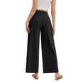 thumbnail image 7 of TEMOFON Linen Pants Women Wide Leg Summer Palazzo Pant Black Palazzo Loose Fit Casual Travel Pants with Pocket 2XL, 7 of 7