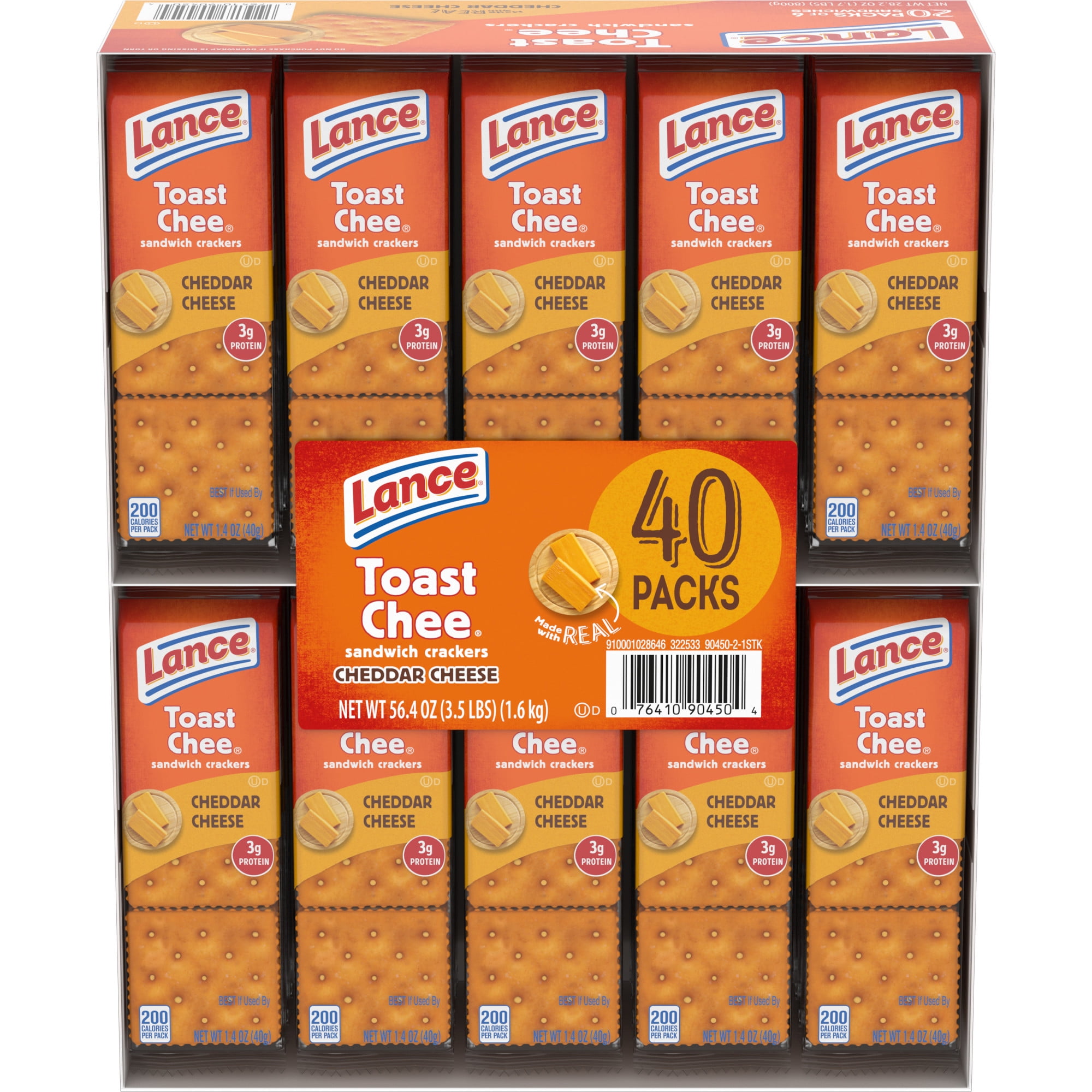 Lance Sandwich Crackers, ToastChee Cheddar, 40 Ct