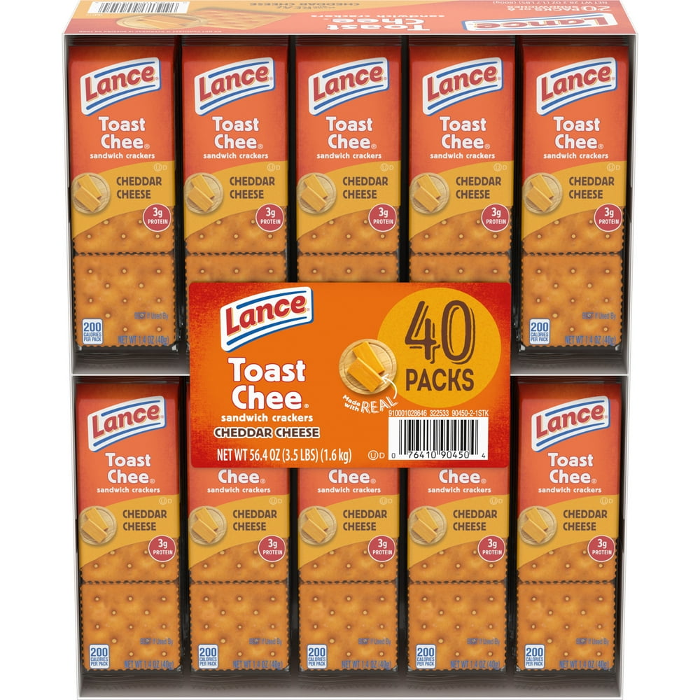 Lance Sandwich Crackers, ToastChee Cheddar, 40 Ct