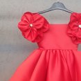 thumbnail image 4 of Generic Kids Toddler Baby Girls Birthday Dress Solid Flower Princess Pageant Dress Party Prom Ball Gown for Catwalk Performance Holiday Party Wedding Christmas（2-3 Years Red）, 4 of 4