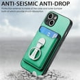 thumbnail image 2 of For Iphone 15 Plus Skin Feel Ring Holder Wallet Magnetic Phone Case(Green),iPhone 16 Plus, 2 of 8
