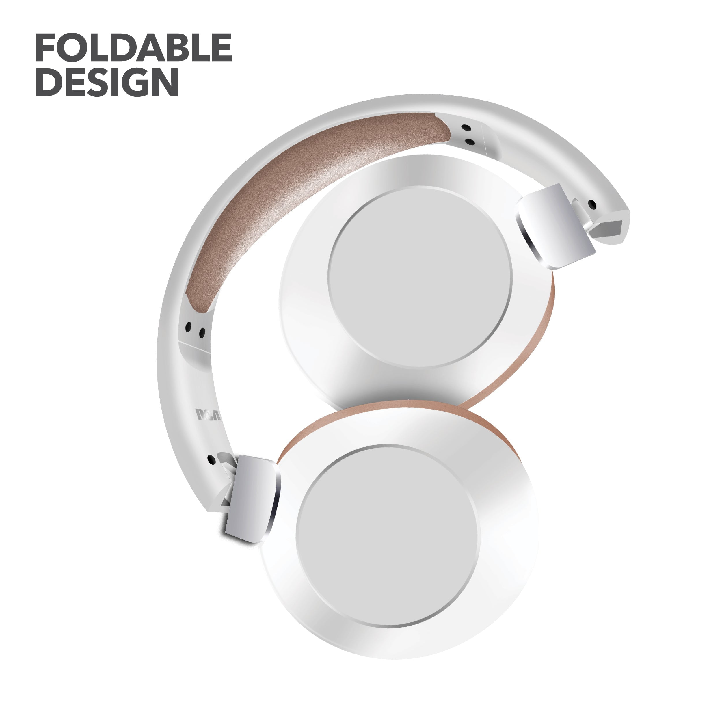 RCA Wave-54 Bluetooth Headphones, 40H Playtime, Hi-Res Audio, White