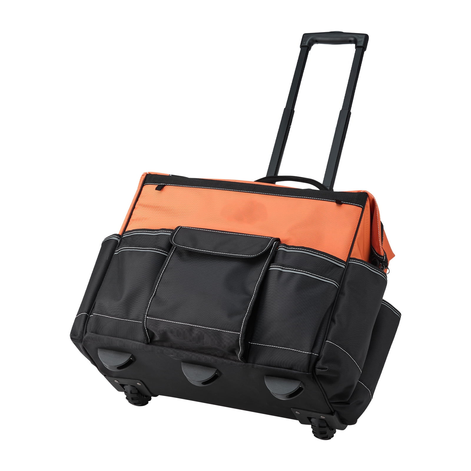 KFFKFF Rolling Tool Bag with 110 lbs Capacity, 27 Pockets, Durable Design with Wheels, Adjustable Handle and Stable Base, Ideal for Construction and Mechanic Tool Organization