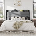 thumbnail image 2 of Allewie King Size Upholstered Bed Frame with Velvet Charging Station & Storage Headboard, Grey, 2 of 8