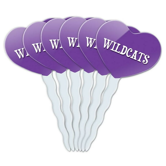 Wildcats Heart Love Cupcake Picks Toppers - Set of 6