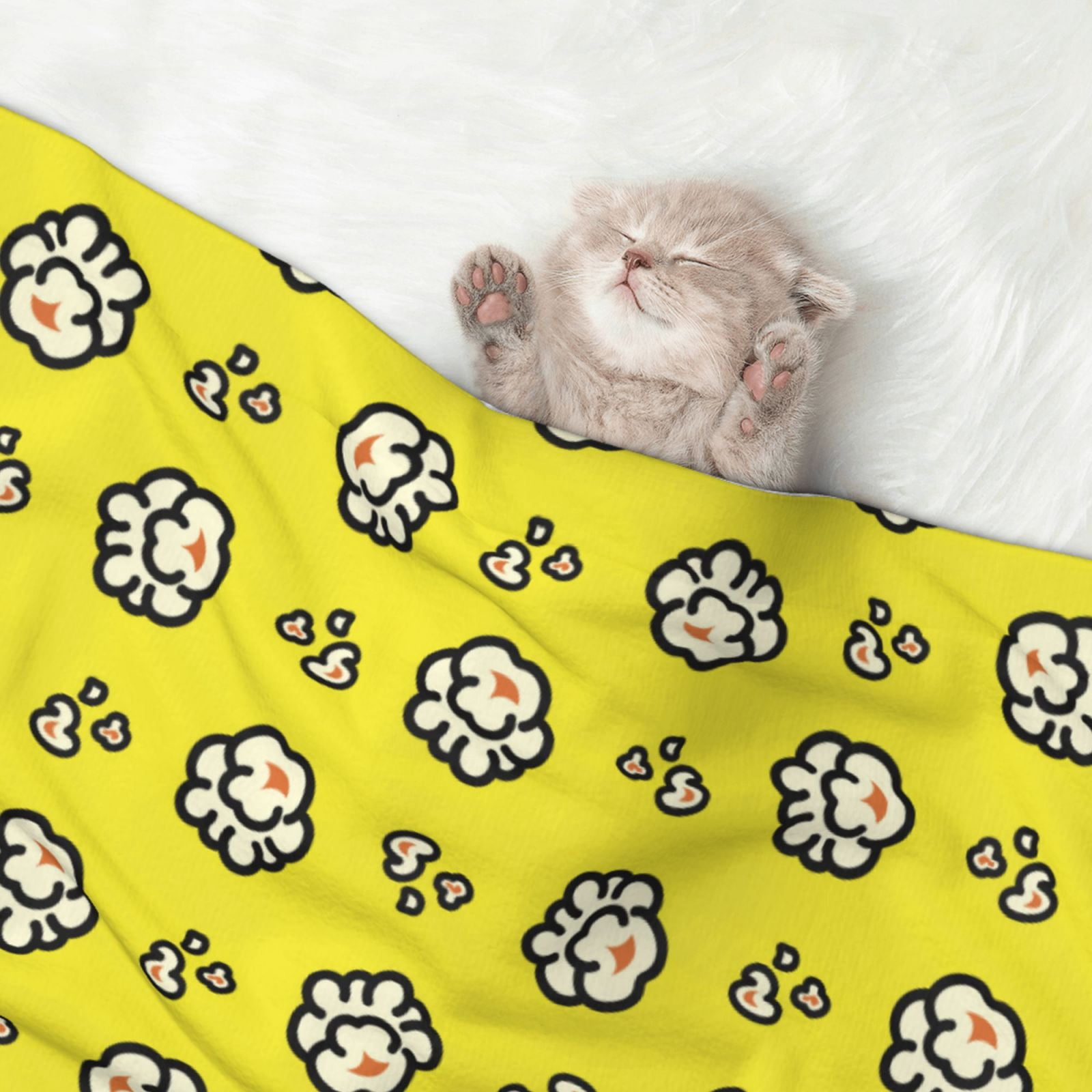 Naloa White Popcorn Dog Blanket, 3 Sizes Cat Blanket for Indoor Cats Large Medium Small Dog Gifts-