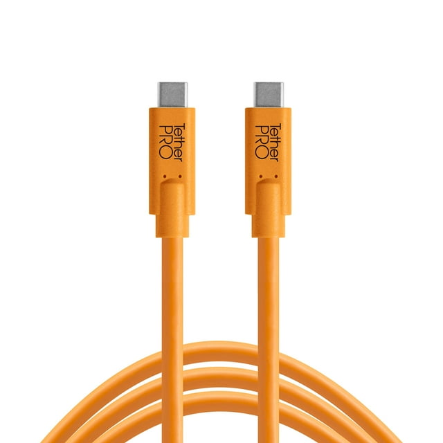 Tether Tools TetherPro USB-C to USB-C Cable | for Power Delivery, Fast Transfer and Connection Between Camera and Computer | High Visibility Orange | 3 Feet (.9 m)