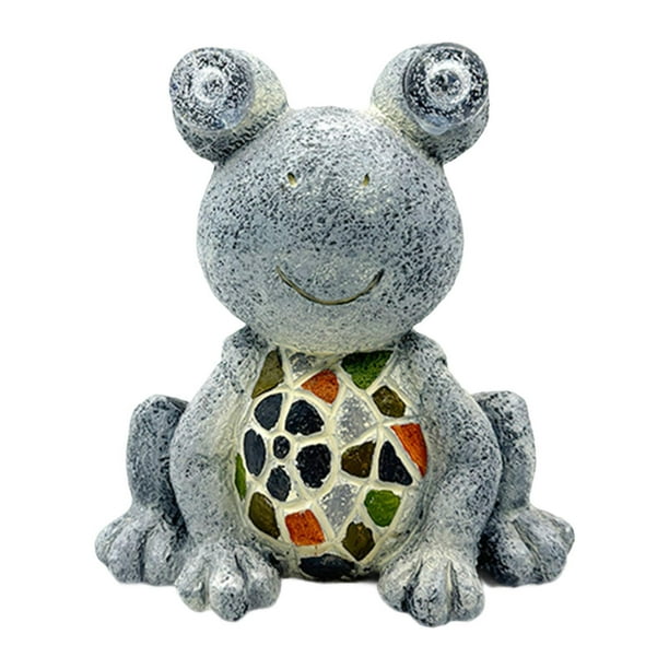Estatua de jardín de rana tortuga, mini estatuas de rana, luces solares, decoración del hogar, regalos para