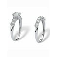 thumbnail image 3 of PalmBeach Jewelry 2.50 TCW Cubic Zirconia 18k Gold-Plated or Platinum-Plated Sterling Silver Wedding Band Set, 3 of 4