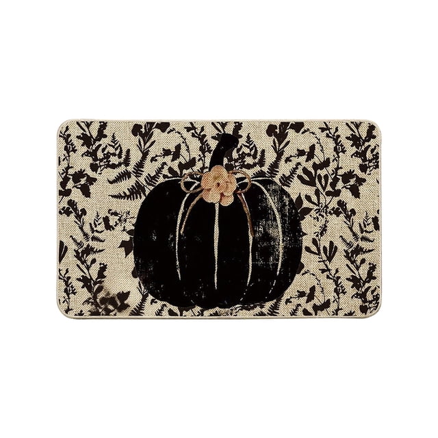Halloween Bathroom Floor Mat Pumpkin Design Non Slip PVC Backing 15.3 in x 23.6 in Polyester Bath Rug