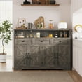 thumbnail image 4 of 51" Farmhouse Buffet Sideboard with Storage, Kitchen Pantry Cabinet with Storage Drawers, Wood Cupboard Hutch, Coffee Bar Station Table for Kitchen, Living Room, Dining Room, Grey, 4 of 17