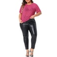 thumbnail image 2 of Agnes Orinda Women's Plus Size Silver Star Club Mesh Sheer Trendy Crop Blouses 4X Hot Pink, 2 of 6