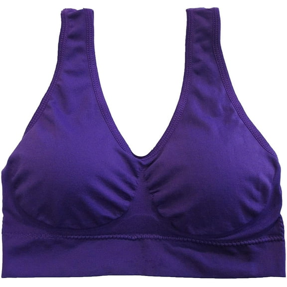 Coobie Womens Seamless Wide Strap Comfort Bra (Medium, Royal Purple)