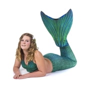 Sun Tail Mermaid Swim Set, Siren Green Mermaid Tail and Green Monofin for Swimming, Size - Teen and Adult Medium (JM)