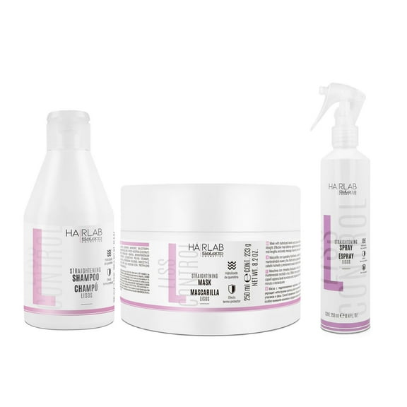 Salerm Cosmetics HAIRLAB  STRAIGHTENING 3-PIECE KIT for Damage Hair,  Shampoo 10.6oz   Mask 8.2oz   Spray 8.4 fl.oz