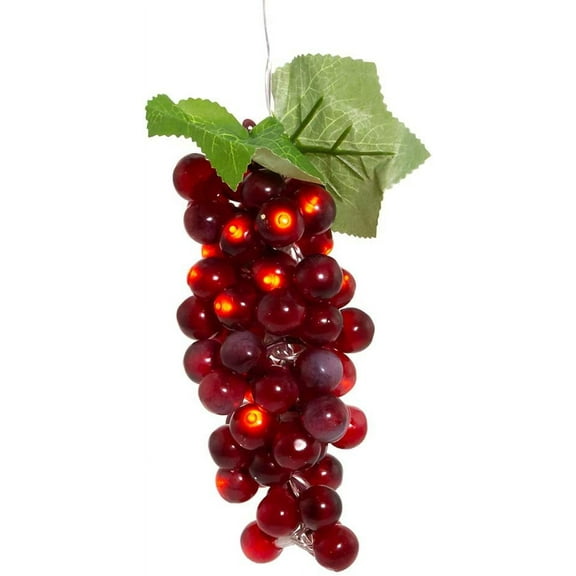 Kurt Adler Battery Operated 20 Warm White LED Lights, Single Cluster Burgundy Grapes, 8"