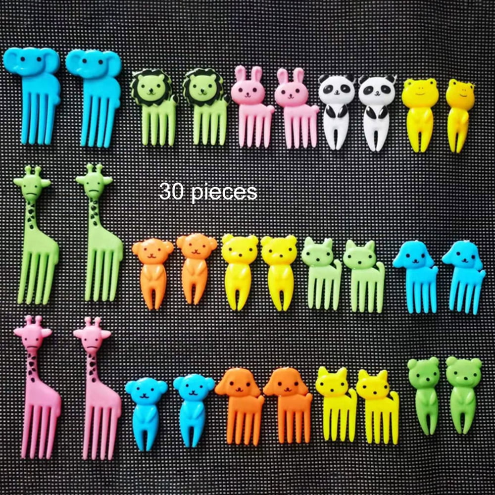 30PCS Animal Fruit Food Picks, Bento Box Picks, Mini Cartoon Animal Food Toothpicks, Lunch Bento Forks Picks for Kids