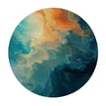 thumbnail image 4 of PIKWEEK Full Width Single-Sided Printing Gold and Blue Abstract Art Round Tablecloth White, 4 of 8