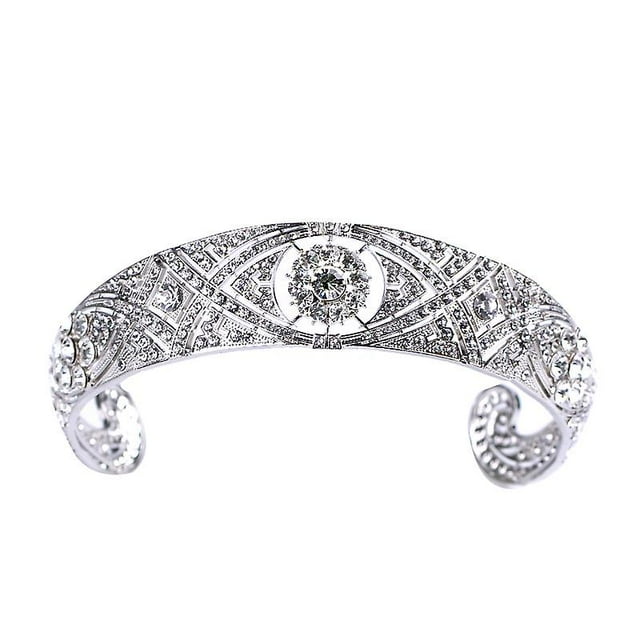 Corona de reina de diamantes de imitación TANGJMXG para mujer plata 4*36CM