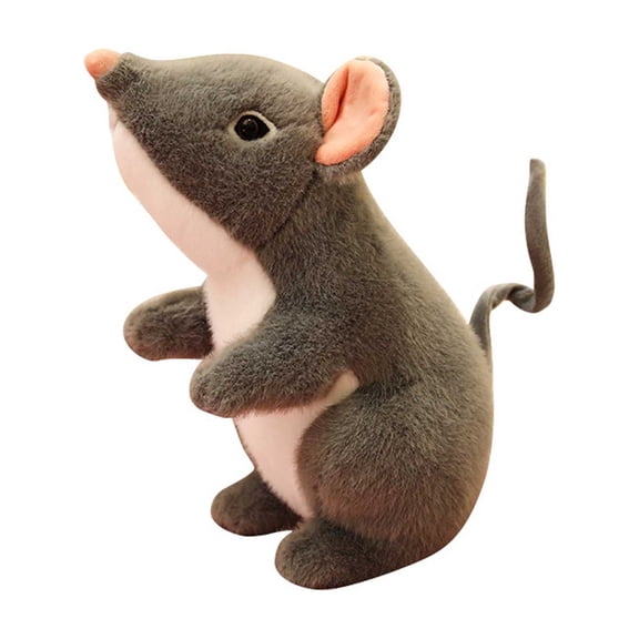 Rat Stuffed Animal, 9.8" Mouse Plush , Soft Spooky Figurine for Halloween Decorations Outdoor, Gifts, Prank Toys & Haunted-House Props Gray