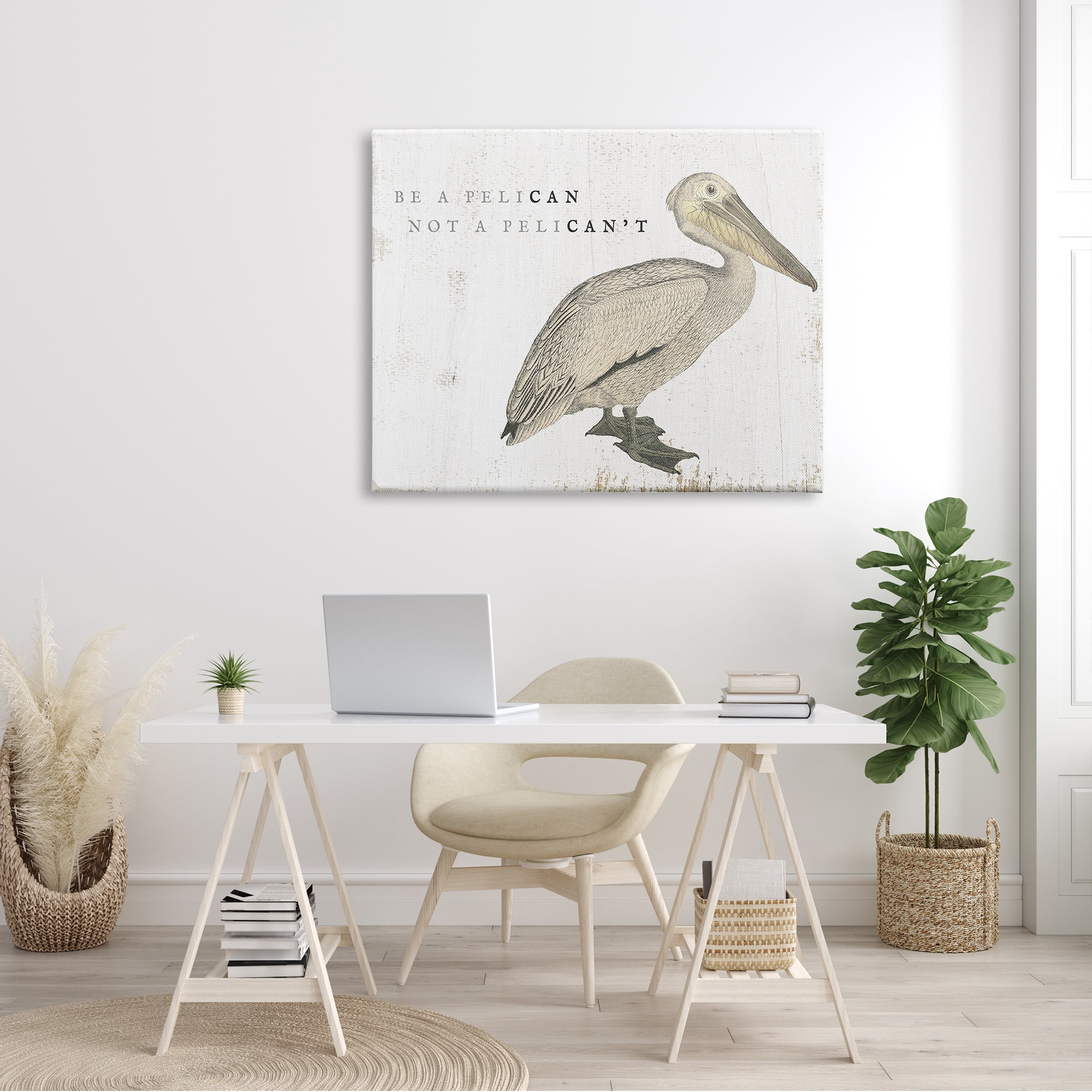 Stupell Industries Be Pelican not Pelican't Funny Beach Phrase Pun, 48 x 36,Design by Daphne Polselli